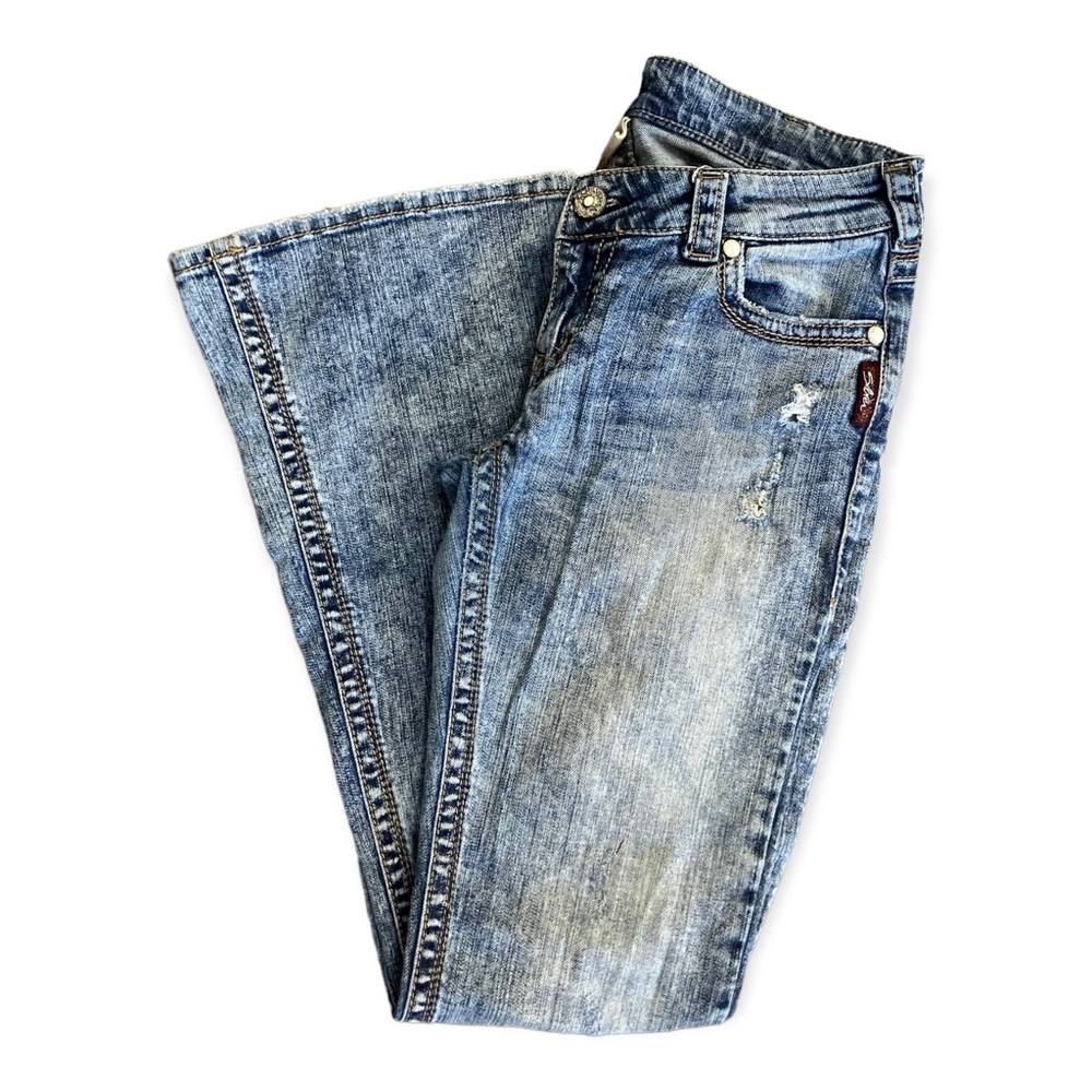 Sliver Womens “Manchester Flare” acid washed jeans
